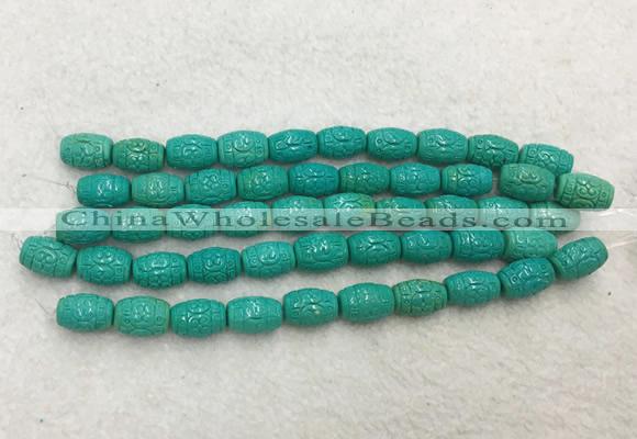 WBBS40 10*14mm carved rice loose howlite turquoise gemstone beads wholesale