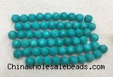 WBBS45 12mm carved round loose howlite turquoise gemstone beads wholesale