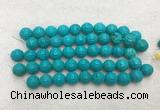 WBBS47 14mm carved round loose howlite turquoise gemstone beads wholesale