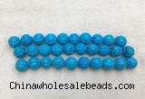 WBBS48 14mm carved round loose howlite turquoise gemstone beads wholesale