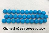 WBBS55 18mm carved round loose howlite turquoise gemstone beads wholesale